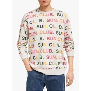 Scotch & Soda Sun Club Sweatshirt Multicolor Logo Print Gray Crewneck